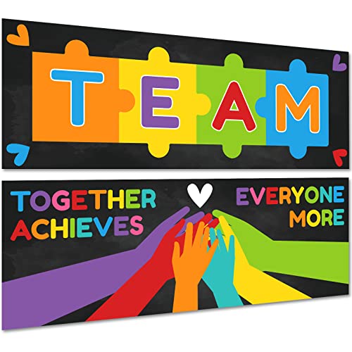 Motivierende Klassenzimmer-Dekorationen, Team-Banner für Lehrer, positives inspirierendes Wachstum, Mindset Banner für Studenten, Bildung, Pinnwand, Wanddekoration für Vorschul-Elementar, 2 Stück Cover