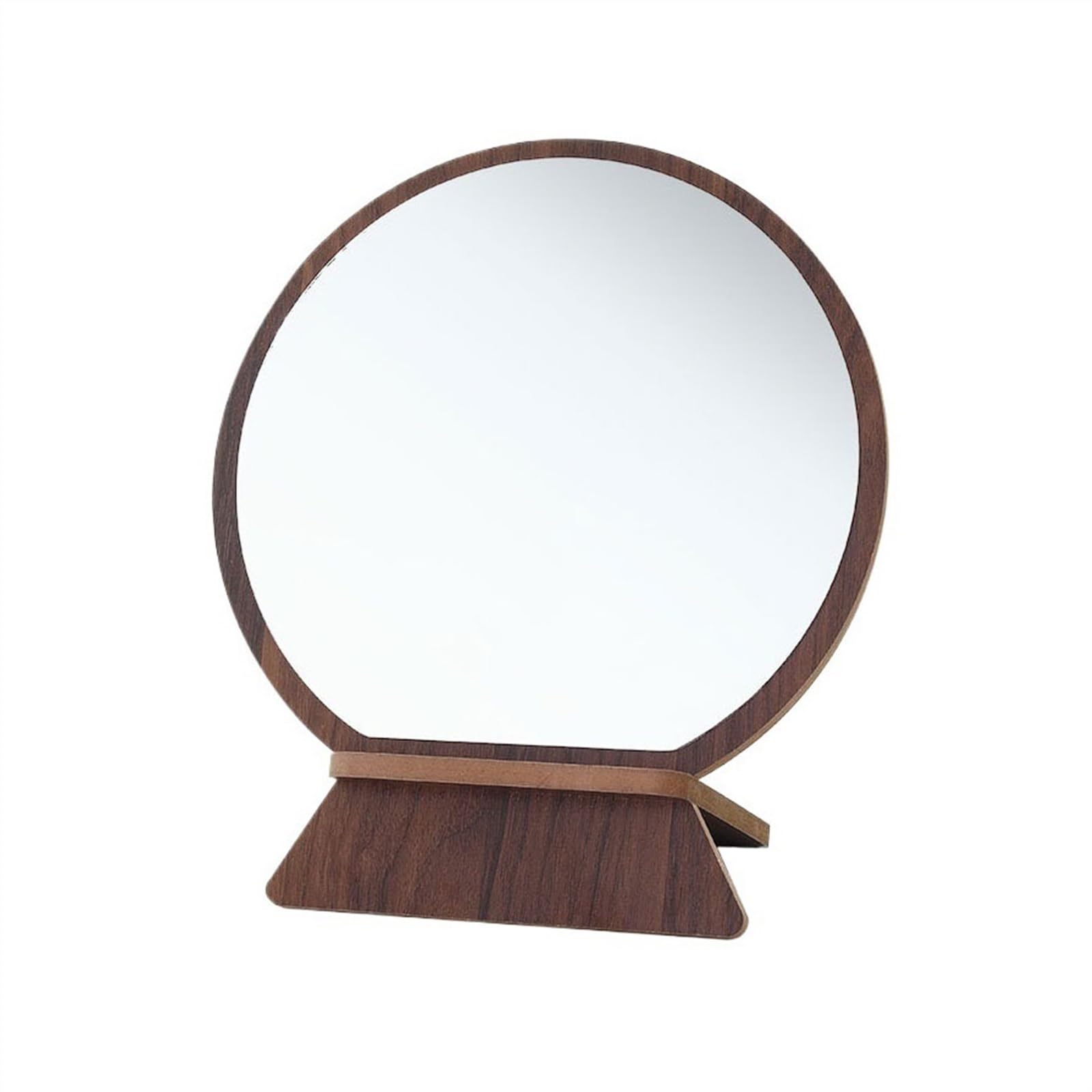 KFGISD, Wooden Mirror Round Easy Portable Vanity Mirror Desk Mirror Tabletop Cosmetic Mirror,Tabletop Mirror(Medium)