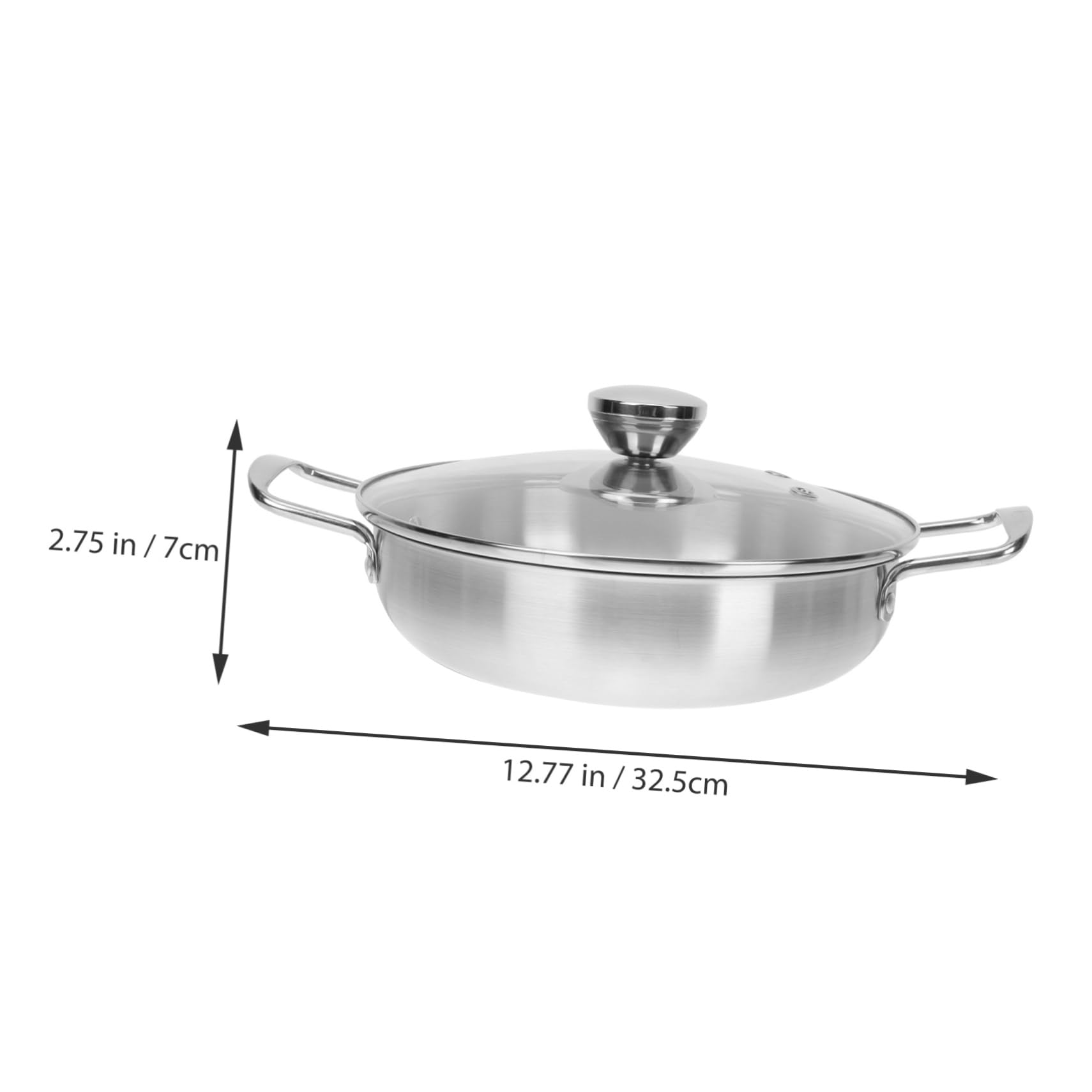 Pentola Ramen in Acciaio Inox a Fondo Piatto con Coperchio