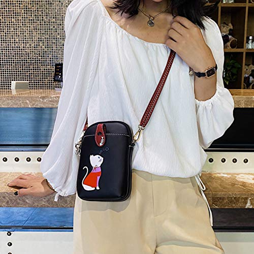 Small Crossbody Bag for Women Leather Lightweight Cute Cat Cell Phone Purse with Crossbody Strap3