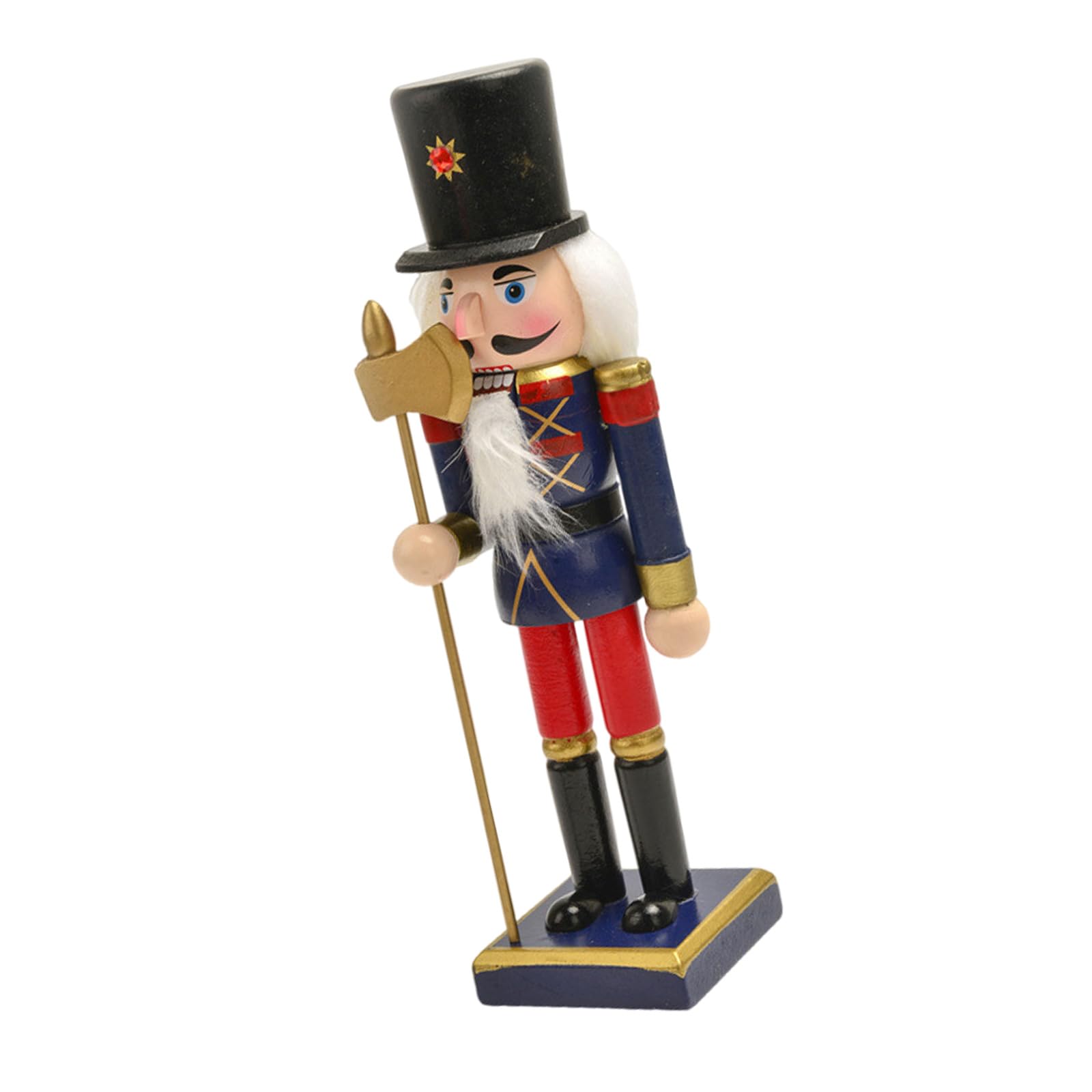 Kalttoy Blue Ax 25Cm Wood Nutcrackers Figurine For Display Desktop Ornament Stylish Tabletop Statue Decoration Party Decoration