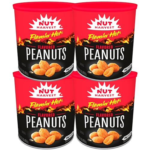 Nut Harvest, Flamin' Hot Peanuts, 16 oz Canisters, (4 Pack)