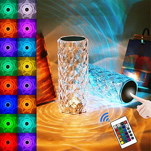 Zxazx Crystal Lamp Rose Touch Control With 16 Colors Changing, Rgb Night Light Lamp With Remote Control, Romantic Led Rose Diamond Table Lamps, For Bedroom, Living Room, Party, Dinner Decor #TOP30