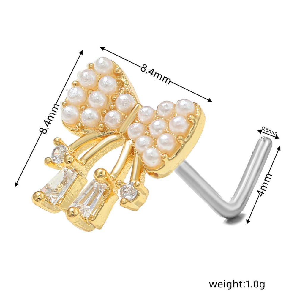 Nase Hoop Ring für Frauen - kreative Bogenperlendekoration Anhänger Nasenring Piercing Accessoires, Persönlichkeit Hip -Hop Knorpel Piercing Nase Ring Lippenringkörperschmuck ui