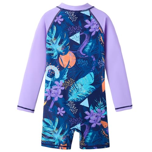 Image of UMELOK Girls Long Sleeve Rash Guard One Piece Swimsuits with UV Protection Sunsuit