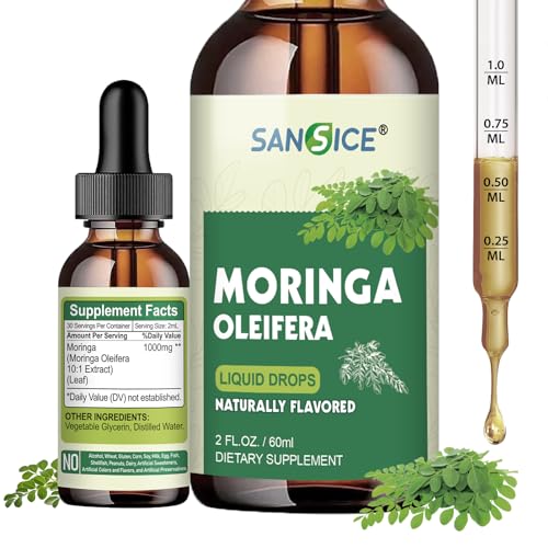 Organic Moringa Liquid Drops - Moringa Oleifera Leaf Extract For Women & Men, Moringa Supplement for...