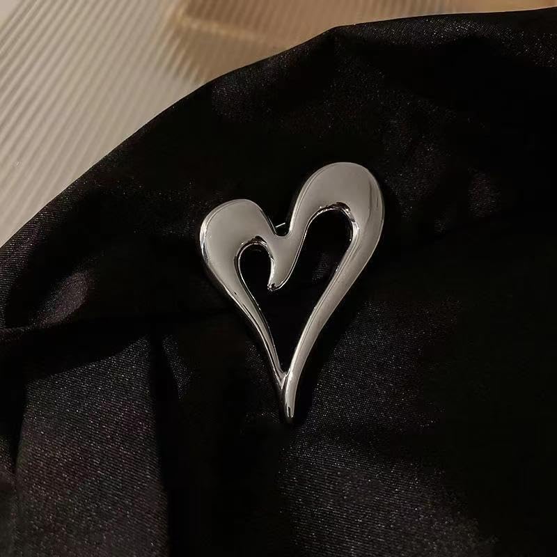 Image of Brooch Pins Heart Gold Lapel Hijab Cute Brooches for Women Fashion Jewelry Clothing Decoration Accessories