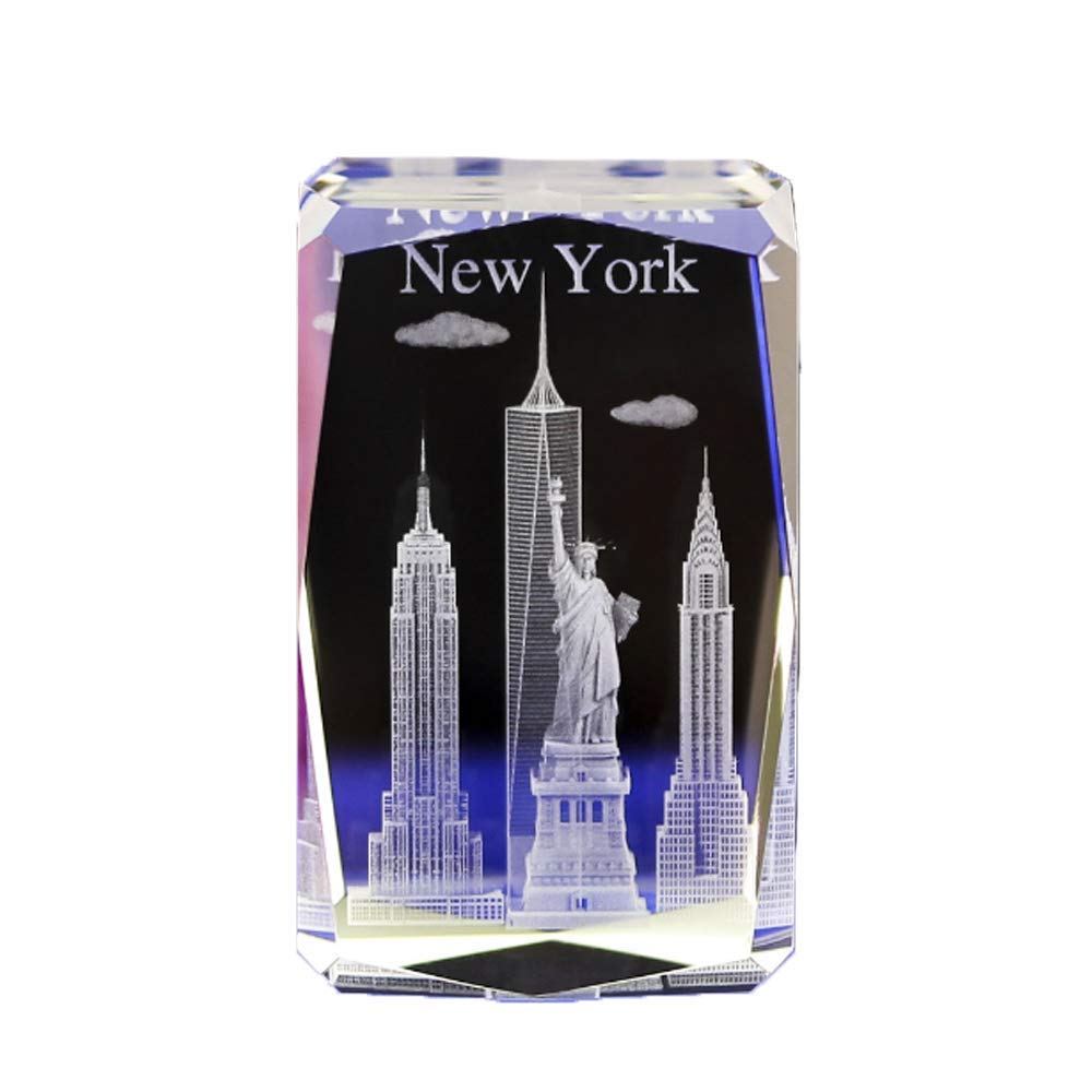 PRDECE Crystal Glass Statues and Figurines, Etched Crystal Decor Art Crystal Crystal Inner Sculpture, New York City, Usa Statue Of Liberty Empire State Building