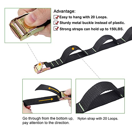 Ayaport Campsite Storage Strap Tent Camping Stuff Tree Hanging Organizer with 10 Hooks & 20 Loops, Must Have Camping Gear Kitchen Hammock Strap Tent Accessories - Image 6