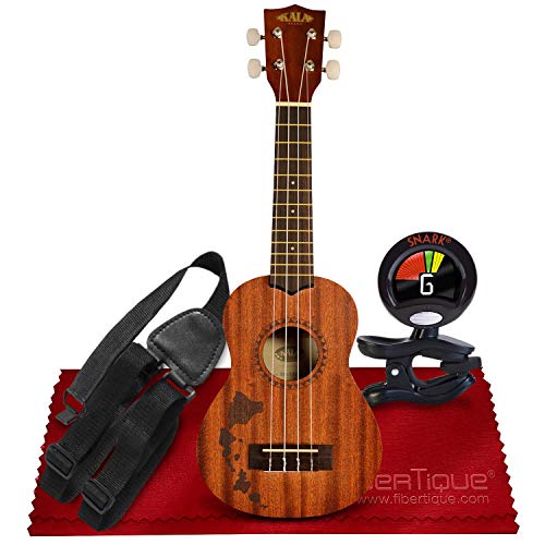 Kala Satin Mahogany Soprano Ukulele with Hawaiian Islands Laser-Etched Design + Snark SN6X Clip-On Ukulele Tuner, GSA70B… - Les Beatles, Paul McCartney, John Lennon, RIngo Starr, George Harrison Kala Satin Mahogany Soprano Ukulele with Hawaiian Islands Laser-Etched Design + Snark SN6X Clip-On Ukulele Tuner, GSA70B…