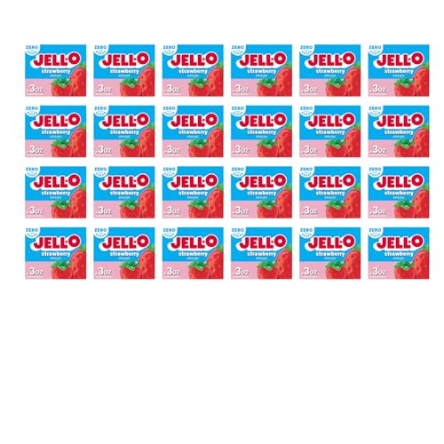 Image of Jell-O Zero Sugar Gelatin Dessert Mix, Strawberry Flavor, Low Calorie Classic Fruit Gelatin for Snacks, Desserts & Party Recipes, 0.30 oz (Pack of 24)