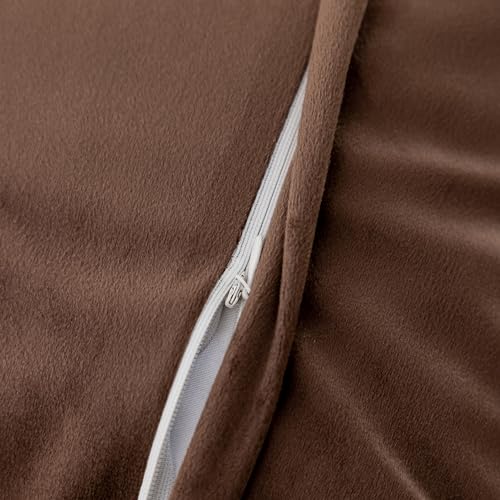 Housse de coussin en fausse fourrure marron foncé 114x114 cm lot de 2 grand format