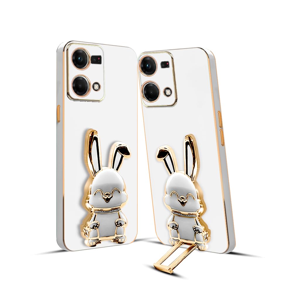 KARWAN®️ 3D Bunny with Folding Stand Back Cover Case Compatible for Oppo F21 Pro 4G | Slim electroplated case | Stand case | Soft TPU | Space Astro Theme | Camera Protection-White (B0CGNWY9JZ) Amazon Price History, Amazon Price Tracker