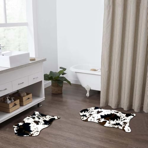 Tapete de baño peludo blanco y café 23.6x47.2 in miniatura 7