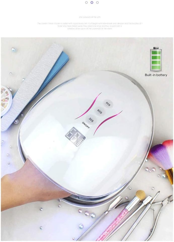 Nail Phototherapy Machine 48W Built-in Lithium Battery Multi-Speed Timing Painless Mode 36 Lamp Beads(OneColor)