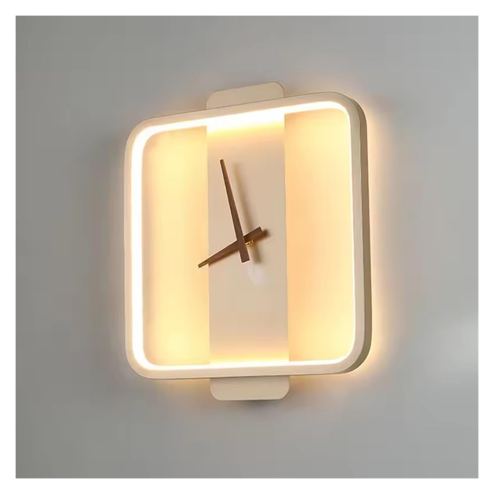 HPTHLY Nordic Led Wall Lamp Art Clock Design Light Creative Aisle Bedroom Living Room Background Wall Sconce Lighting,Simple (Square-Gold)
