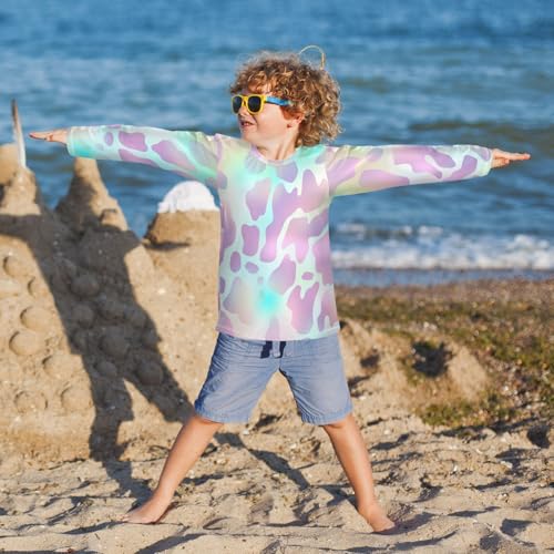 CaTaKu Neo Color Leopard Toddler Rash Guard Boy Swim Shirt for Boys Kids Swimsuit Long Sleeve UPF 50+ 3-12T2