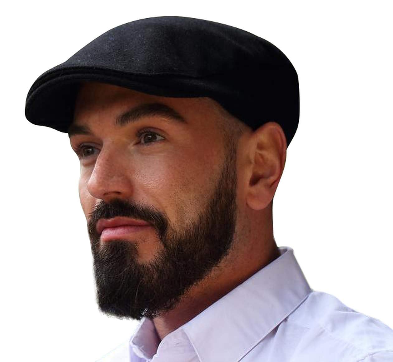 Hanna Hats Men's Donegal Tweed Touring Cap - Black Wool M