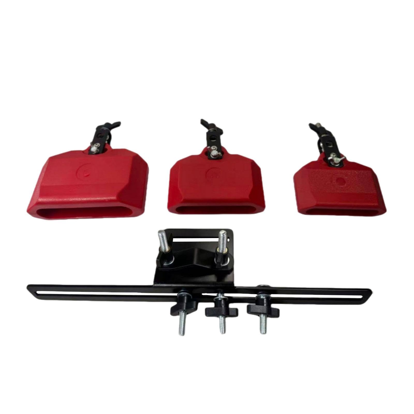 Set di Campanacci Da 4", 5" E 6" con Blocco di Percussioni Musicali con Supporto per Batteria, Esibizione in Festival, Rosso