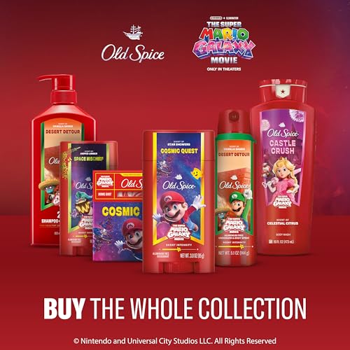 Image of Old Spice Hand and Body Lotion for All Skin Types, x The Super Mario Galaxy Movie, 24 /7 Lightweight Moisturization, Smell Super with Cosmic Quest, Scent of Star Showers, 16oz