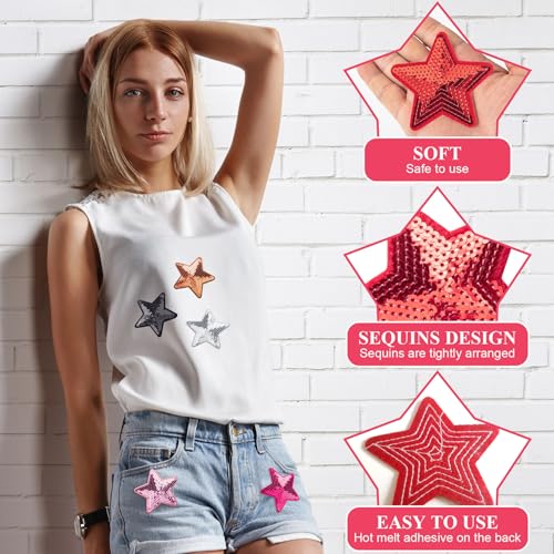 Pagow QL8844T1 9 Pcs Sequins Star Iron On Patches thumb #2