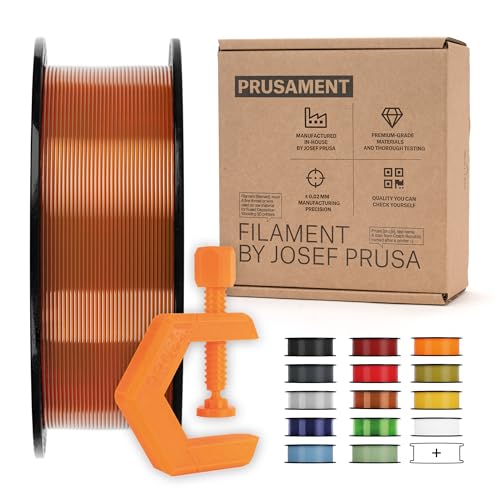 Image of Prusament 3D Printer Premium Filament PETG Prusa Orange Transparent 1.75mm - 1kg Spool - High Precision ±0.02 mm - Low Stringing - Strong Layer Bond - No Tangling - Ideal for Beginners & Professionals