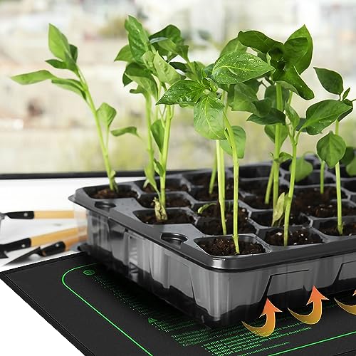 Aisny Heizmatte für Sämlinge, 50W Zimmergewächshaus Wärmematte Thermostatregler 68°F-86°F Reptilien Haustiere Wärmeplatte Amphibien Temperatur Heizkissen Pflanzen Mat Wärmer, 25 x 52 cm
