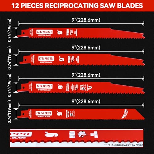 Guassi 12-Pack Multi-Material Saw Blades