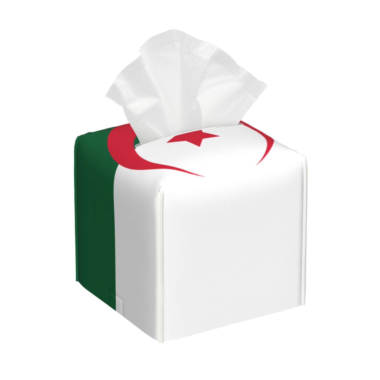 Flag of Algeria Printed Tissue Box, Square Storage Box, Suitable for Kitchen, Office, Camping and car