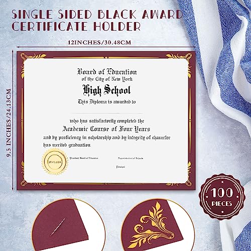 Fainne 100 Pcs Certificate Holder Foil Border 8.5 x 11 Inch Single Sided Award Certificates Cover for Letter Size Cardstock Document Paper Diploma Graduation School Marriage Supplies(Red) - Thumbnail 2