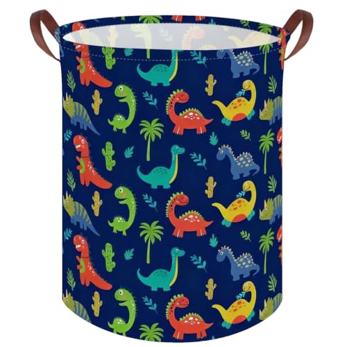 Image of Kids Laundry Basket,Dinosaur hamper for Kids,Nursery Hampers,Waterproof folding Storage Bin with handle,Clothes Organizer Baskets,kid Room Decor,Shelf Book Basket(Blue dinosaur)