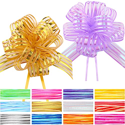 Poen POEN-PULL BOW-2590 24 Pieces Mixed Color Large Organza Pull Bow Present Wrapping Pull Bow With Ribbon thumb #7