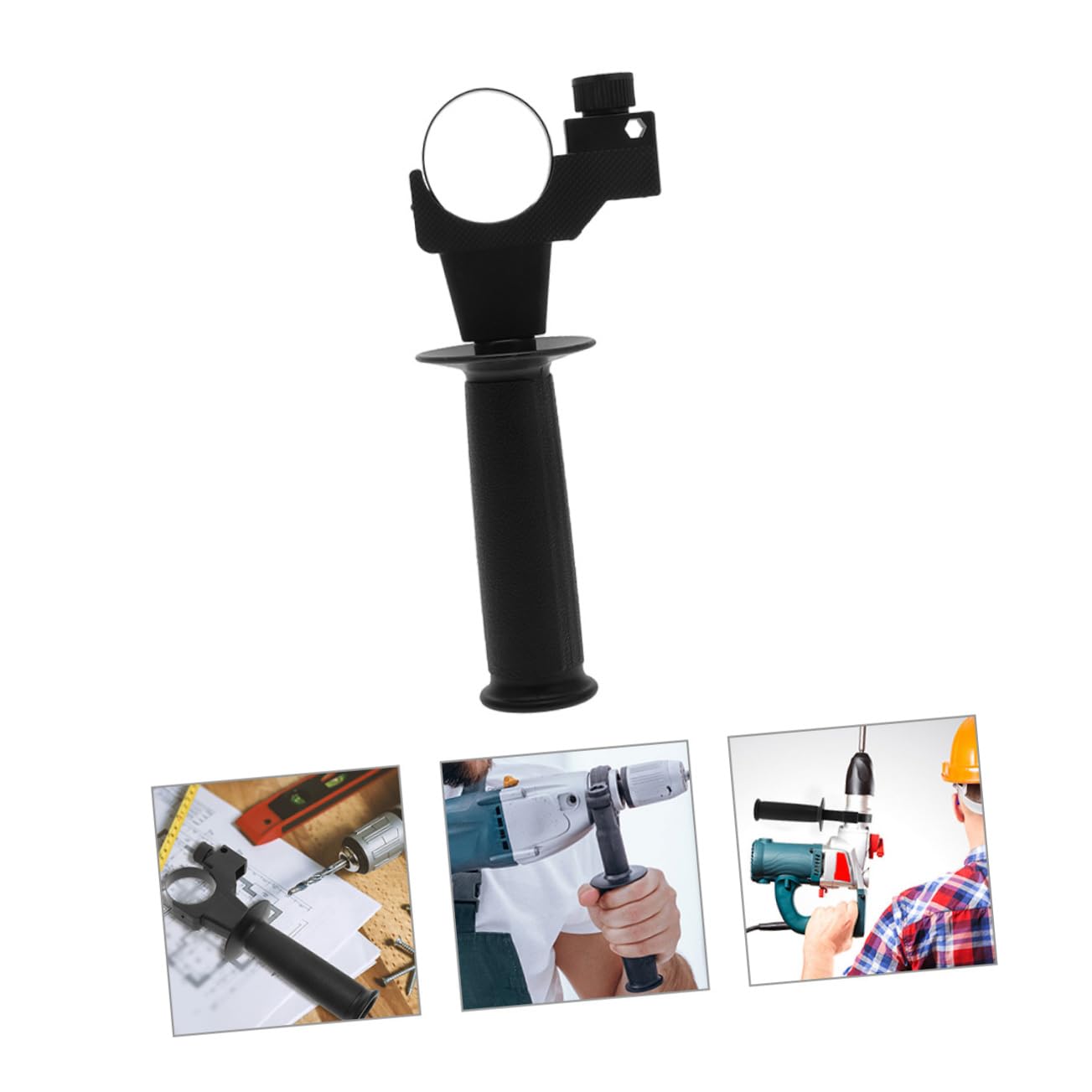 WOONEKY 2pcs Electric Hammer Front Handle Side Front Grip Impact Drill Replacement Auxiliary Hammer Grip Sturdy Side Grip Electric Hammer Handle Side Front Auxiliary Grip Plastic Black