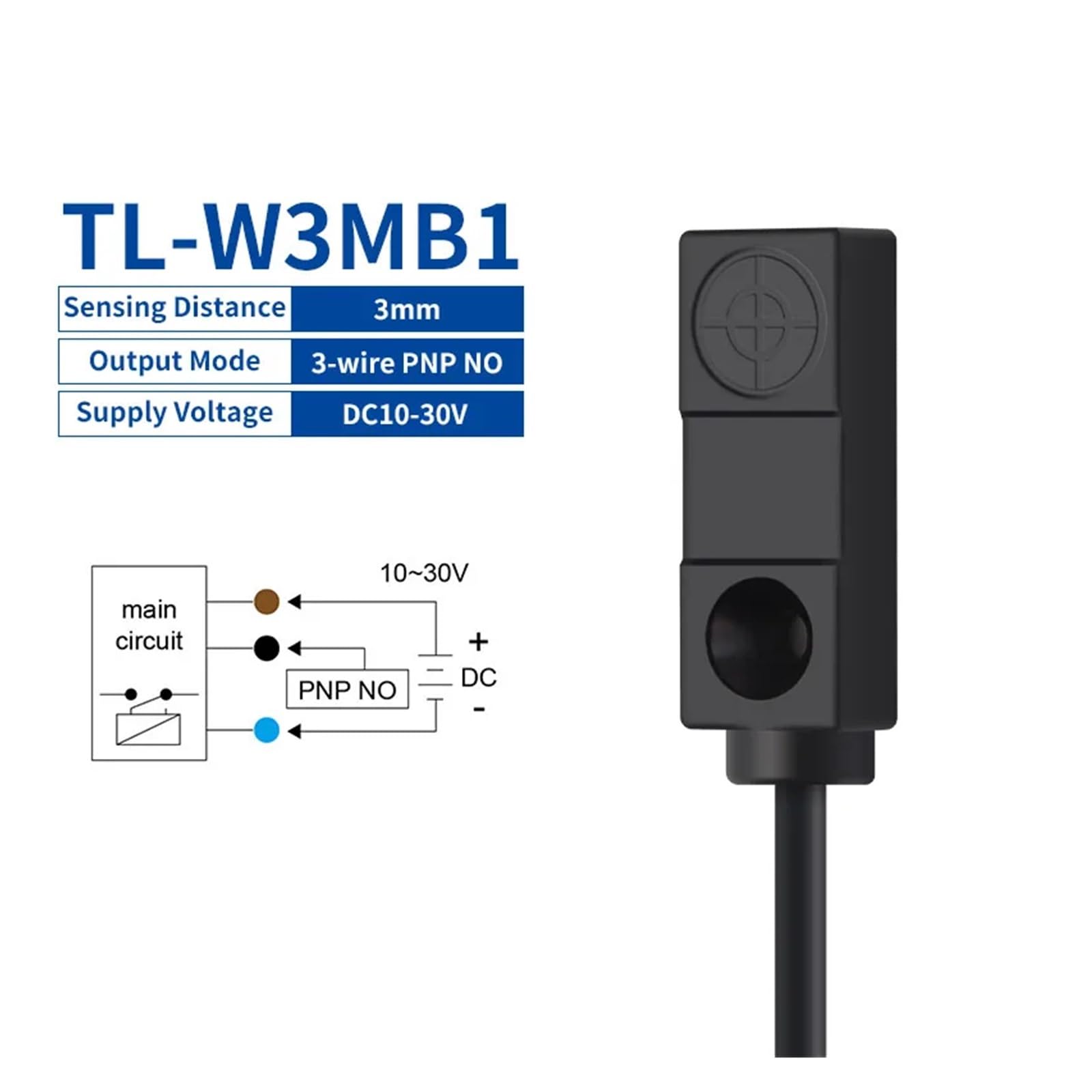 Induktiver Näherungsschalter 3-Draht-Sensorschalter 3 mm/5 mm NPN PNP NO NC Metalldetektor TL-W3MC1 TL-W3MC2 TL-W3MB1 TL-W3MB2 (Color : TL-W3MB1)