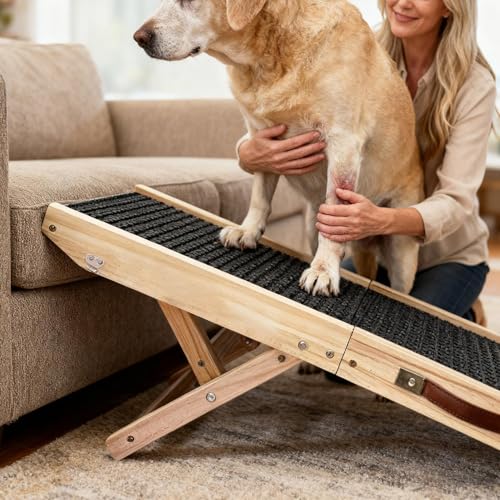 Escalera para perros heridos y ancianos rampa de madera para subir al sofá de forma segura 4
