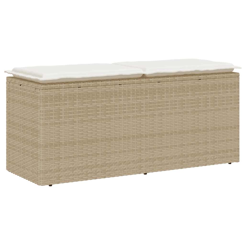 LAPOOH Banco de jardín con cojín ratán sintético Beige 110x40x44 cm, Banco Exterior, Banco Terraza, Banco De Jardin Exterior, Muebles De Exterior Jardin - 4104149