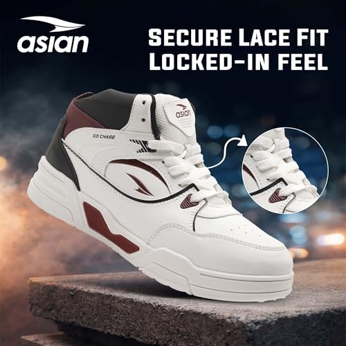 Image of ASIAN Tango-11 Men's High Top Sneakers | Stylish & Lightweight Lace-Up Shoes | Cushioned Sports Sneakers for Men | Ideal for Casual, Daily Use & Travel
