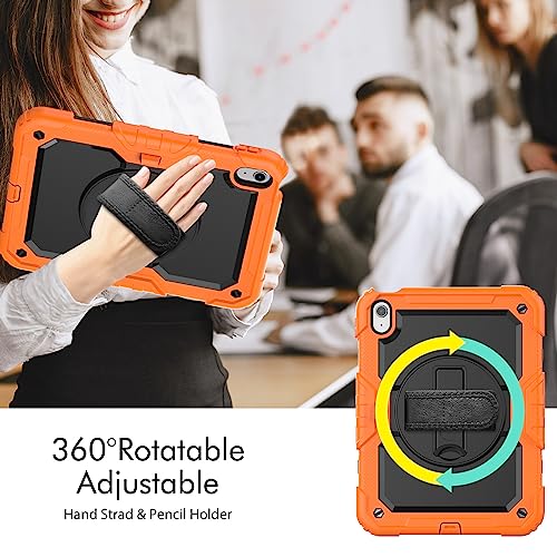 SIBEITU Case for iPad 11th A16 2025 & 10th Generation 10.9 Inch 2022 with Screen Protector & Pencil Holder, Heavy Duty Shockproof Protective Cover W/Handle Shoulder Strap for iPad 11-inch/10th Gen