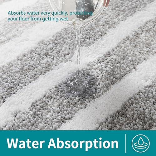 Tapis de bain absorbant antidérapant bleu lavable en machine 61x91 - 5
