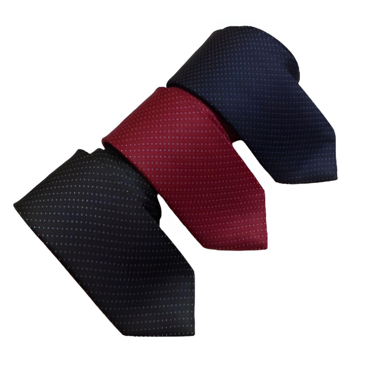 Men's Microfiber Formal Broad Ties, Combo Pack of 3, Solid Color, Polka Dot Pattern (Width-2.75 Inch)-image-1