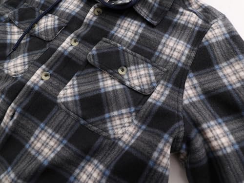 Image of Yasumond Mens Hoodies Fleece Jacket Plaid Flannel Heavy Sherpa Lined Hooded Zip Up Warm Winter Coats Big Tall