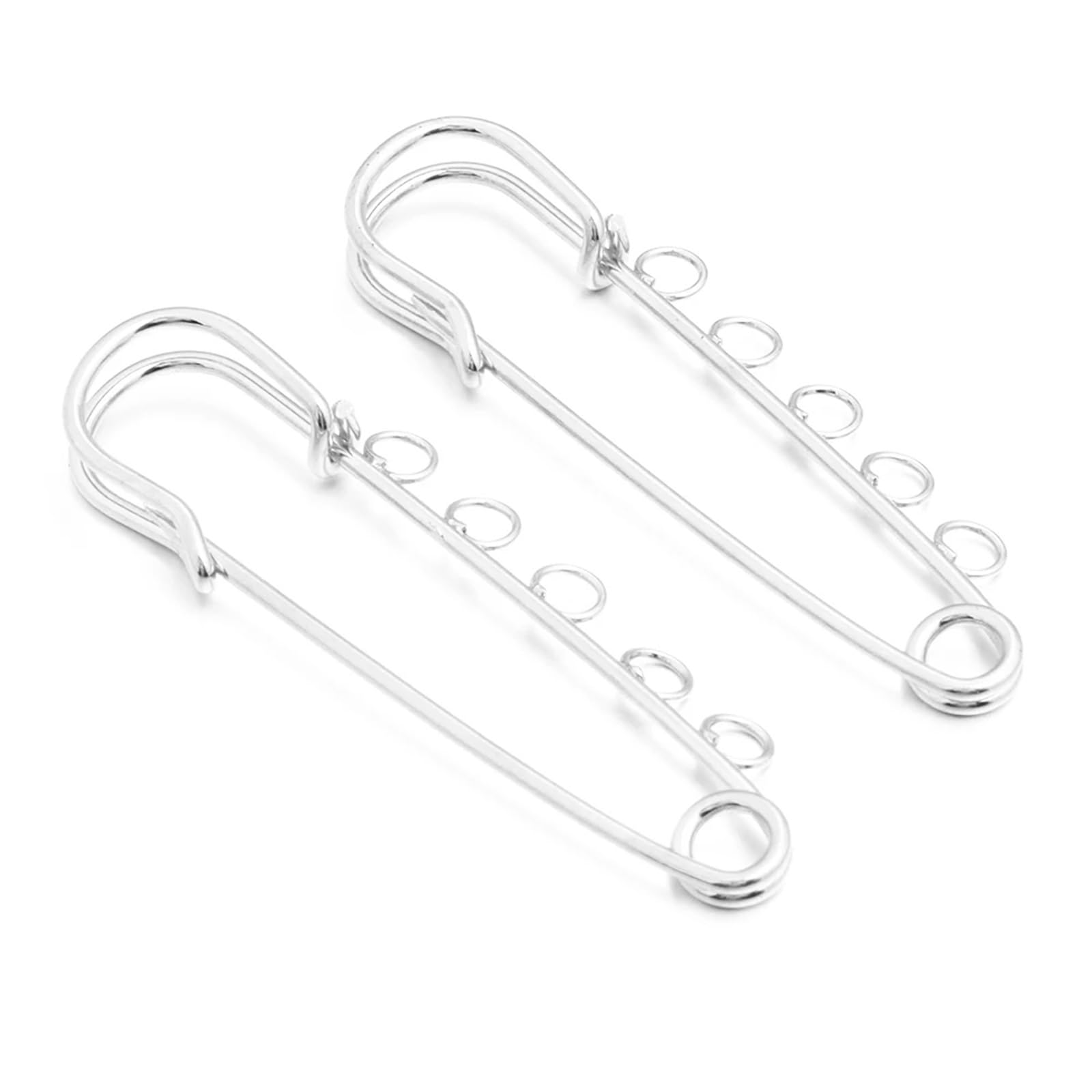 50-100 broches de seguridad de hierro con base en blanco para manualidades, adornos, suministros de fabricación de bolsas (plata, 60 mm, 5 anillos, 100 unidades)