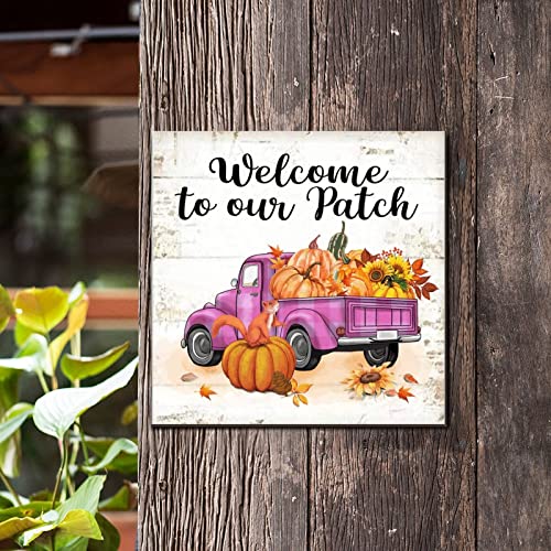Panneau en bois Welcome to Our Patch déco citrouille gnom - 4