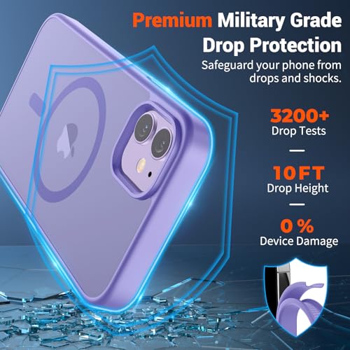 Image of SUPFINE Magnetic for iPhone 12 Mini Case & iPhone 13 Mini Case (Compatible with MagSafe) (Military Grade Drop Protection) Slim Translucent Matte Shockproof Phone Cover,Purple | Magnetic, Slim, Translucent, Matte