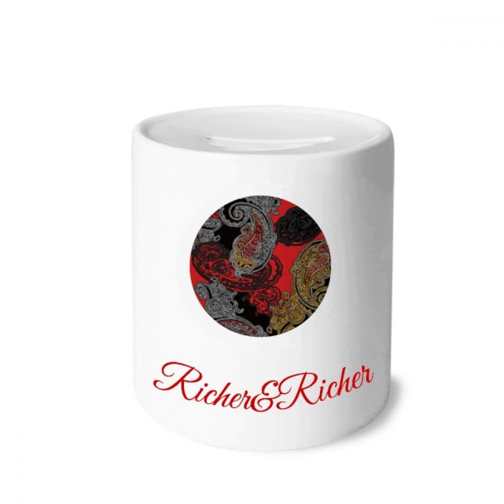 Tirelire rouge et jaune fleurs riches grand format pour économies