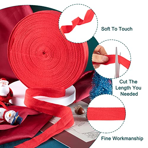 PandaHall 45 Meters 25mm Cotton Bunting Tape Red Twill Tape Herringbone Ribbons for Sewing Dressmaking Alterations Craft - Image 4