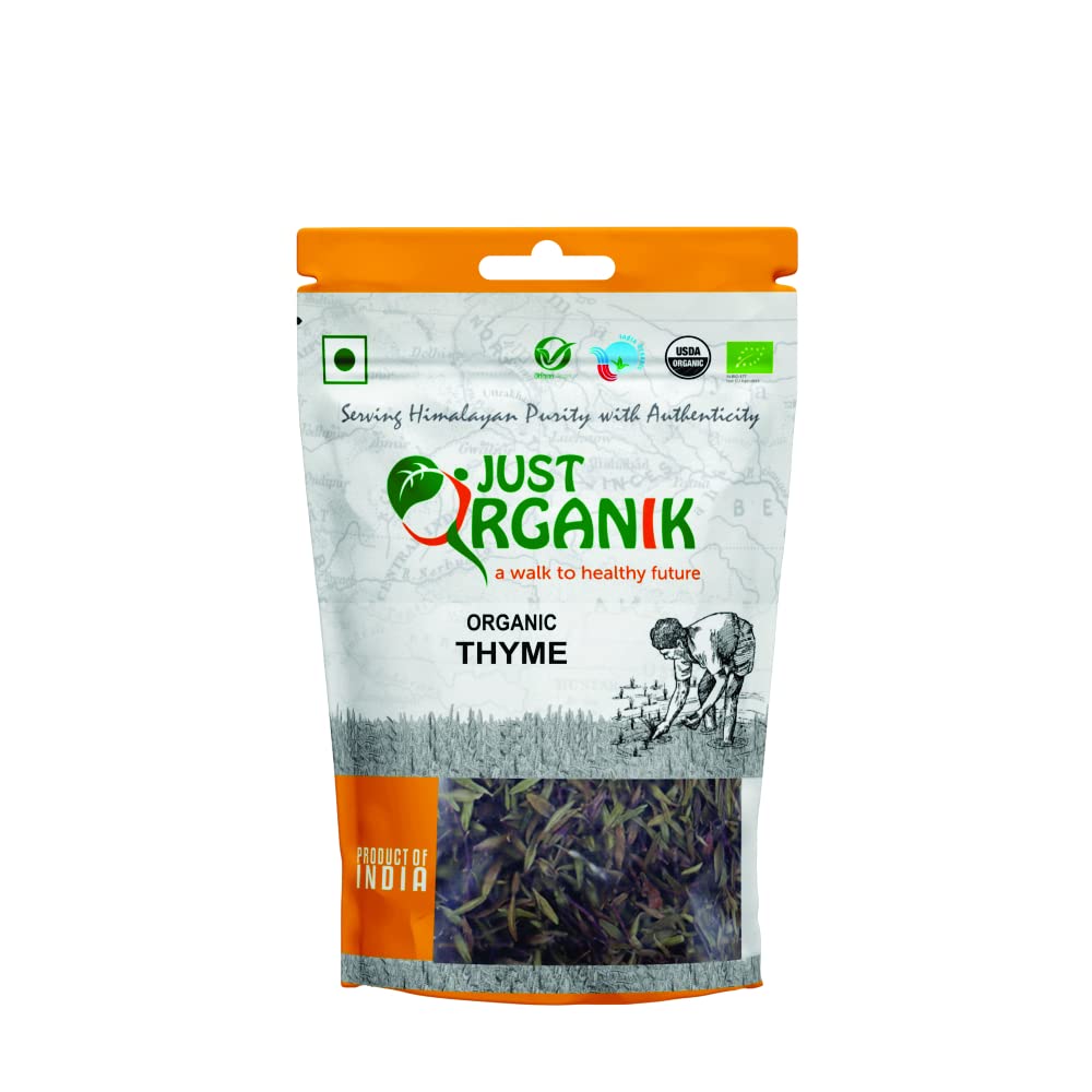 Just Organik - Organic Thyme 20gm |100% Organic | chemical free | Sun Dried | Organic Herb | leaves for seasoning | special grade sesaoning herb | Herb dry leaves