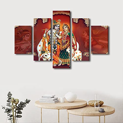 Toile indienne hindoue de Radha et Krishna symbole d'amour spirituel