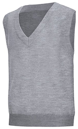 Classroom School Uniforms Men's Big and Tall Plus Size Adult Unisex V-Neck Sweater Vest, Heather Grey, XXX-Large