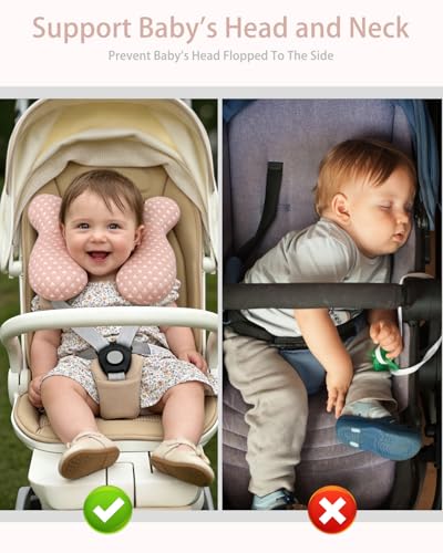 Image of KAKIBLIN Baby Travel Pillow, Upgraded Baby Neck Pillows for Car Seat, Infant Neck Support Pillow for Head and Neck,Newborn Head Support for Car Seat,Pushchair